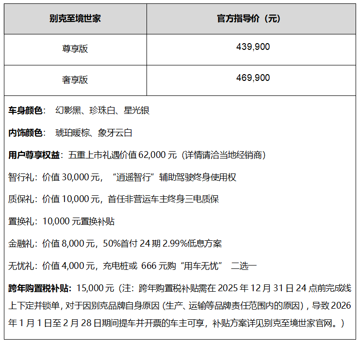 首創(chuàng)“五恒”座艙|別克至境世家上市,官方指導(dǎo)價(jià)43.99萬元起